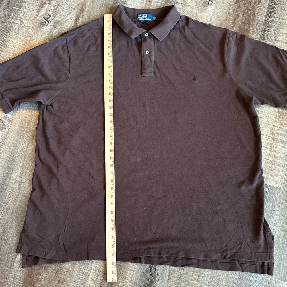 Polo Ralph Lauren Shirt Men's 3XLT Tall Chocolate Brown Pique‎ Polo Black Pony
